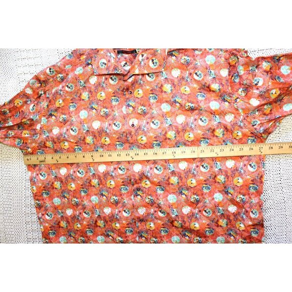 AXXESS Orange Men's Shirt Size 2XL cotton Long Sleeves button front floral print - Picture 2 of 6